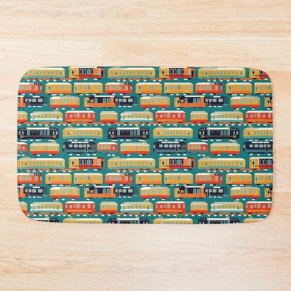 Item preview,  kids trains red blue yellow designed and sold by Alessandro Remo Mazzoni Remotextiles.