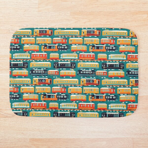 Item preview,  kids trains red blue yellow designed and sold by Alessandro Remo Mazzoni Remotextiles.