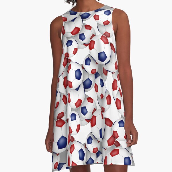 Red blue soccer balls pattern A-Line Dress
