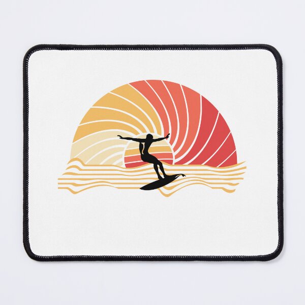 Item preview, surf silhouette with vibrant vintage style background designed and sold by StyleFused.