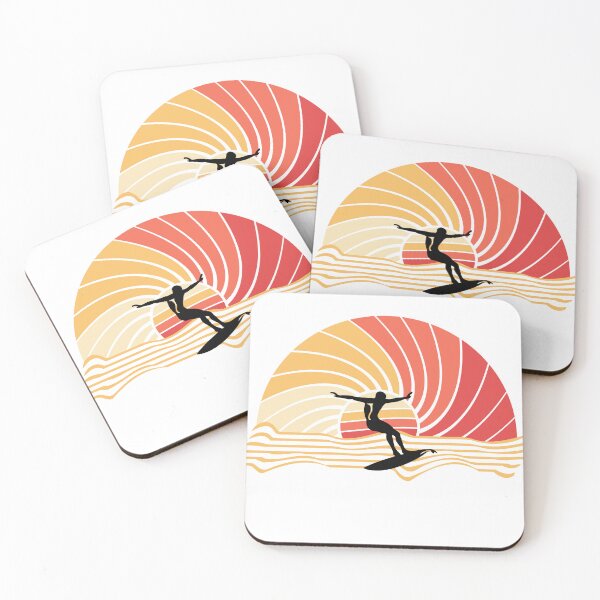 Item preview, surf silhouette with vibrant vintage style background designed and sold by StyleFused.