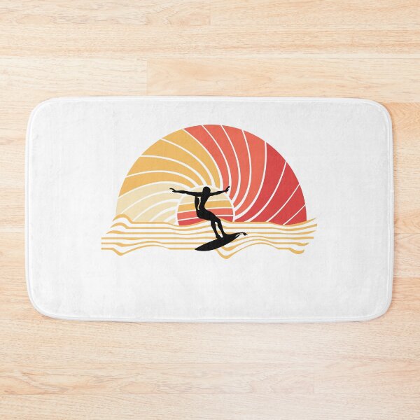 Item preview, surf silhouette with vibrant vintage style background designed and sold by StyleFused.
