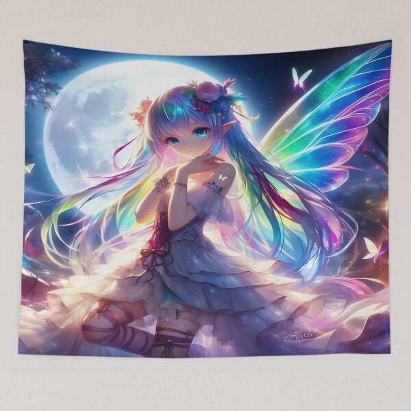 Item preview, Anime Girl Shy Rainbow Moon Fairy Dancing designed and sold by Lee Hiller Designs.