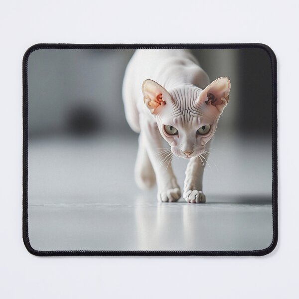 Item preview, A curious Sphynx cat explores a minimalist indoor space with smooth flooring and soft lighting during daylight hours designed and sold by anytka.