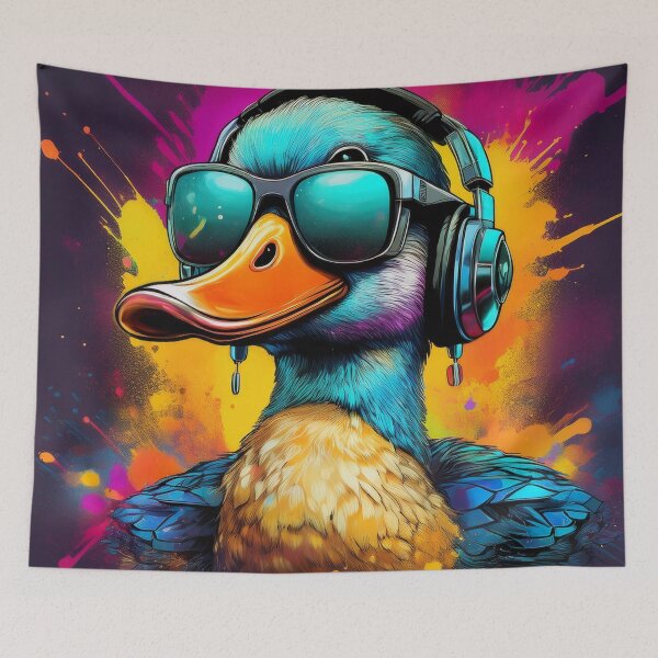 Item preview, graffiti duck wearing headphones and sunglasses designed and sold by Boxing Kangaroo Retail Company.