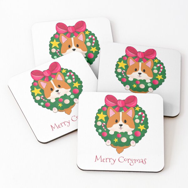 Item preview, Merry Corgmas - Cute puppy inside a festive wreath designed and sold by Wolshebnaja.
