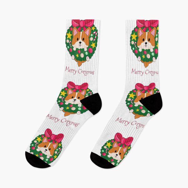 Item preview, Merry Corgmas - Cute puppy inside a festive wreath designed and sold by Wolshebnaja.