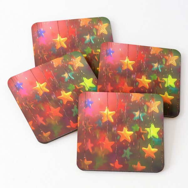 Item preview, Colorful star-shaped decorations illuminate a vibrant background at a festive event in a cozy indoor setting designed and sold by anytka.