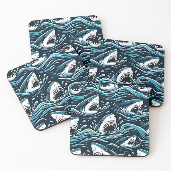 Item preview, Shark pattern with bold waves designed and sold by Haji  Kamora.