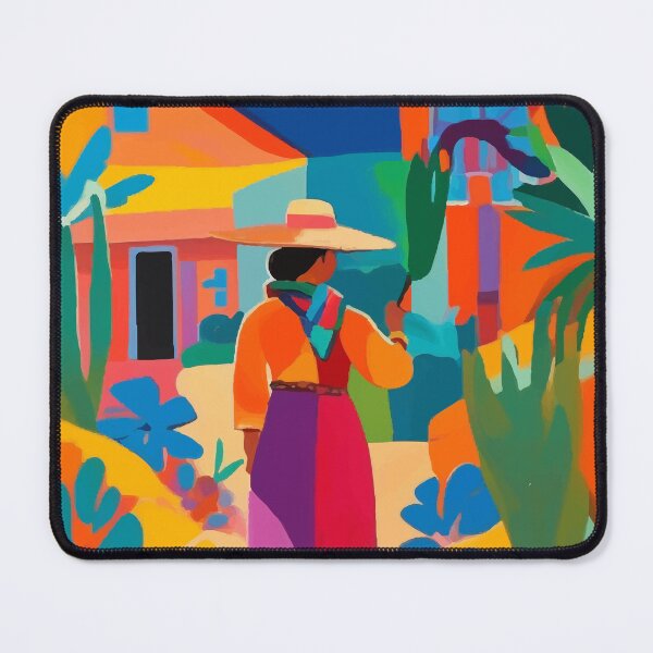 Item preview, Colorful Mexican Cholita, House in the Mountain Landscape designed and sold by PalmitoDecor.
