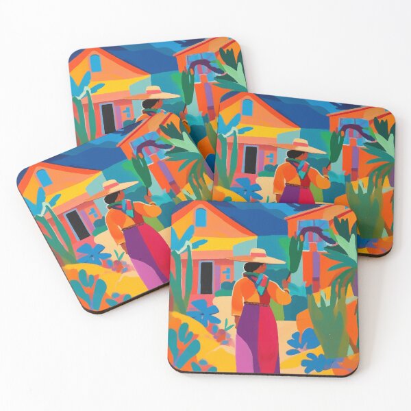 Item preview, Colorful Mexican Cholita, House in the Mountain Landscape designed and sold by PalmitoDecor.