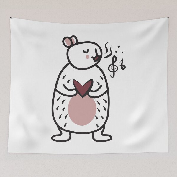 Item preview, Cute singing capybara black line illustration designed and sold by OM-lova.