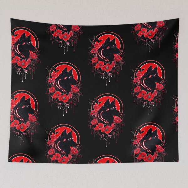 Item preview, Lunar Wolf in Crimson Blooms designed and sold by Exodoi.