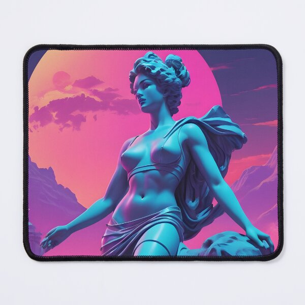 Item preview, a classical sculpture of a woman set against a vaporwave and futuristic backdrop designed and sold by ShihawyAhmad.