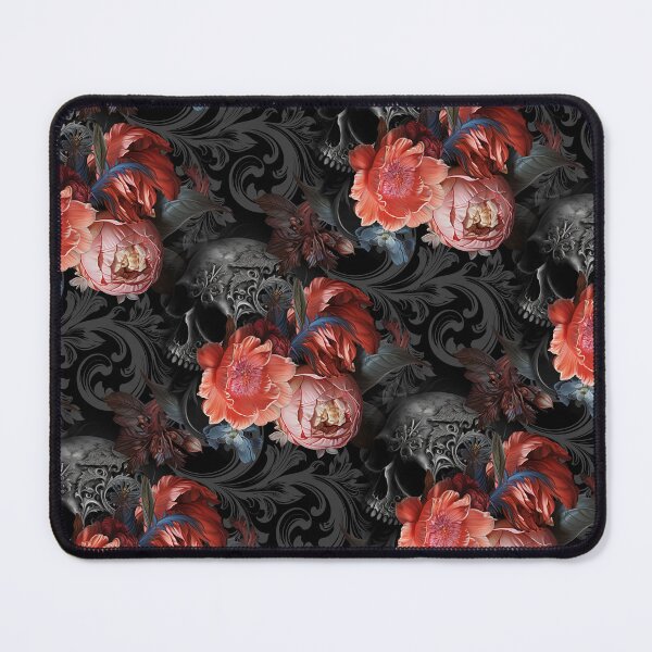 Item preview, Romantic gothic skull seamless pattern with red flowers designed and sold by Arscorart.
