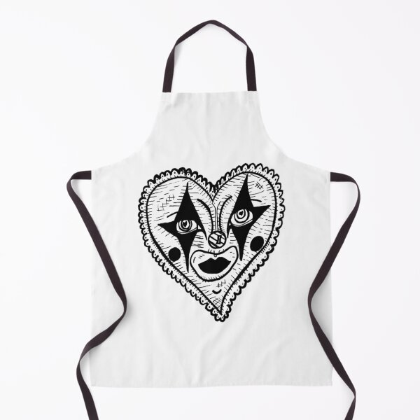 Item preview, Creepy Cranival Circus Jester Heart Face Clown Greyscale designed and sold by KayTurtless.