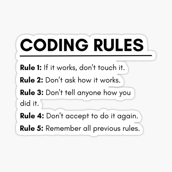 Item preview, Developers & Programmers Funny Coding Rules designed and sold by Youcan2.