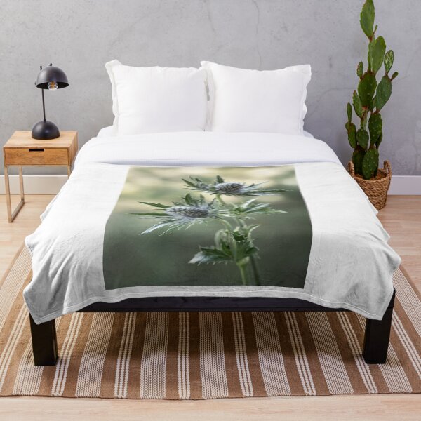 Artikelvorschau, Eryngium-Blüten auf grünem Hintergrund entworfen und verkauft von Catrinann.