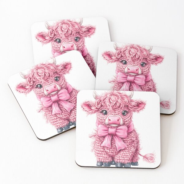 Item preview, Cute Pink Highland Cow Christmas Digital Art - Amigurumi Style Clipart with Crocheted Texture designed and sold by AnnDesignStudio.