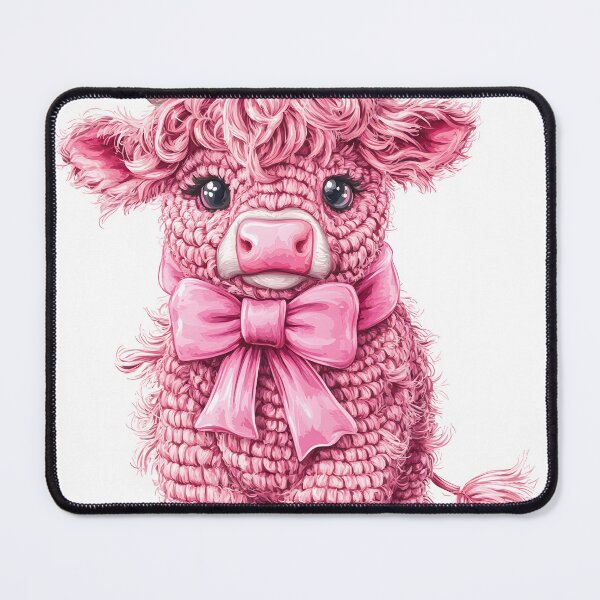 Item preview, Cute Pink Highland Cow Christmas Digital Art - Amigurumi Style Clipart with Crocheted Texture designed and sold by AnnDesignStudio.