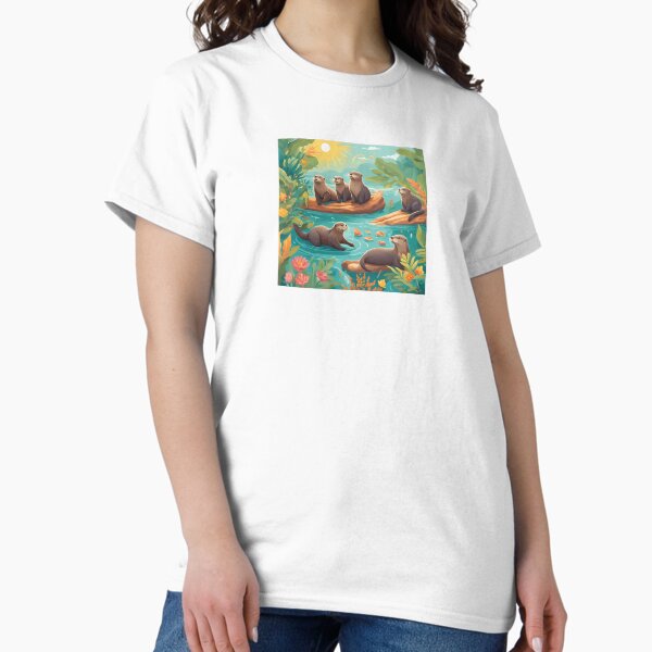 Artikel-Vorschau von Verspieltes Otter-Klassiker-T-Shirt-Design, designt und verkauft von TheSalesGalore.