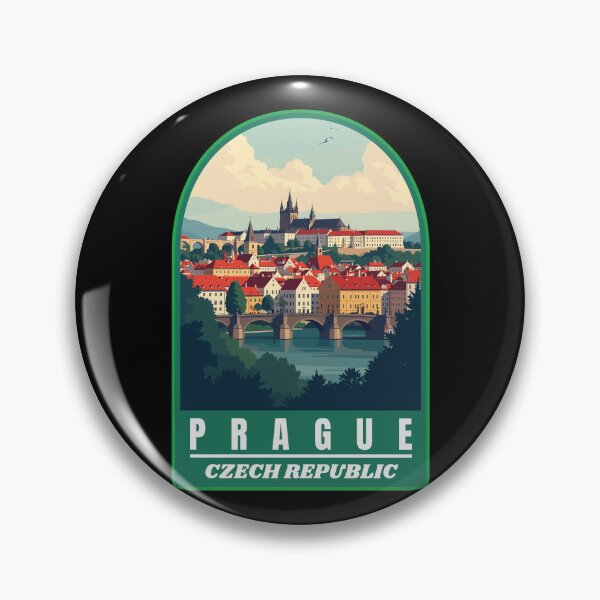 Item preview, Prague in the Czech Republic Retro Art Travel Landscape designed and sold by MaateoDesign.