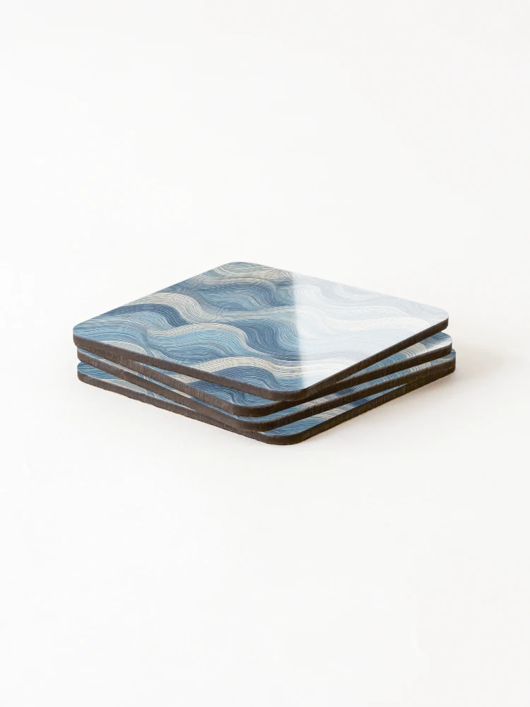 Thumbnail 4 of 5, Coasters (Set of 4), Abstract Ocean Wave Pattern designed and sold by Rui Fernandes.