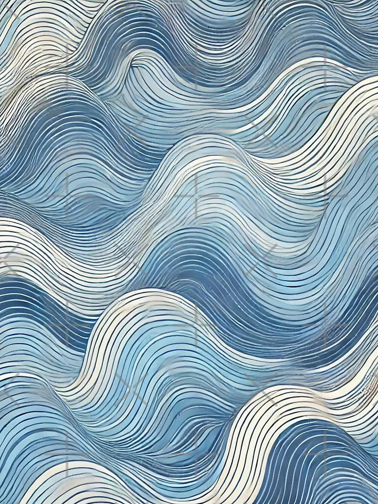 Thumbnail 3 of 3, Scarf, Abstract Ocean Wave Pattern designed and sold by Rui Fernandes.