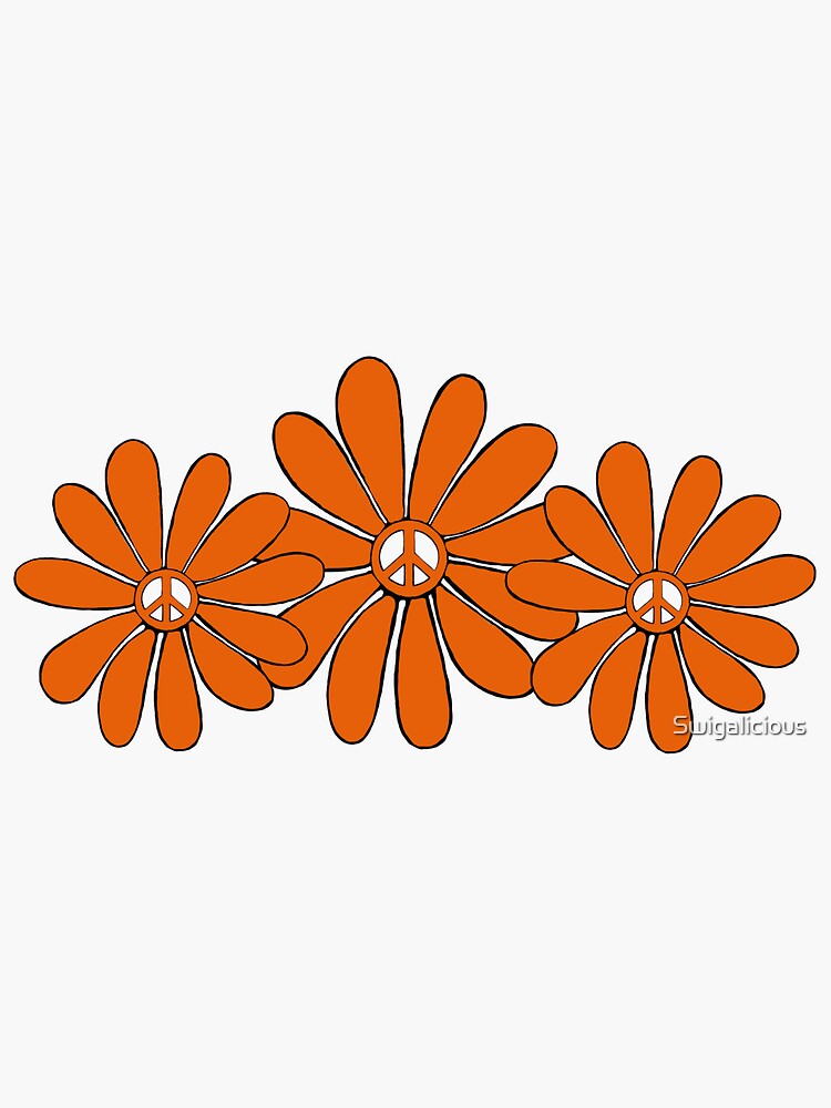 Hippie Flower Power Peace Sign Orange Sticker For Sale By Swigalicious Redbubble