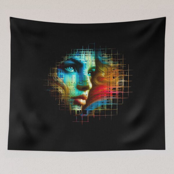 Item preview, Neural Network Inspired Vibrant Face Art designed and sold by DreamsArtwear.