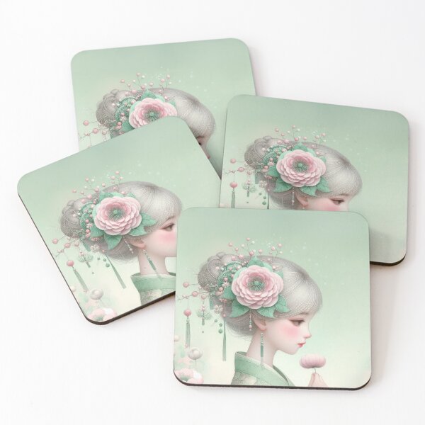 Item preview, Elegant Japanese Geisha Girl with Floral Hairpiece designed and sold by ideandesign.