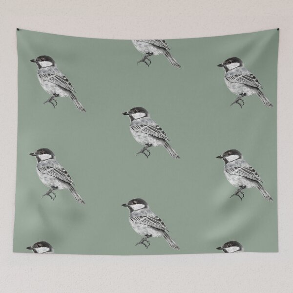Item preview, Small Grey Black Asian Cinereous Tit Drawing designed and sold by Created-by-CC.