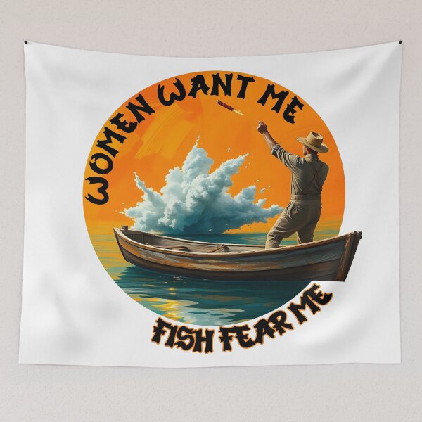 Item preview, Women Want Me Fish Fear Me – Dynamic Fishing in Acrylic Circle designed and sold by NudnaGrafika.