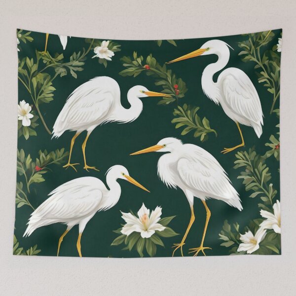 Item preview, White Heron Pattern Green Background designed and sold by Ciervo Primavera.