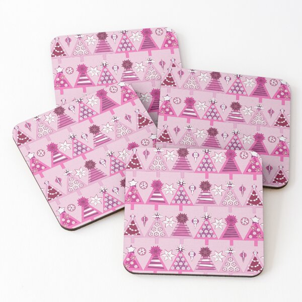 Item preview, Pink Christmas Trees Christmas Print designed and sold by Sharon Schwalbe.