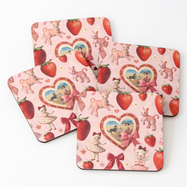 Item preview, PINK RIBBONS BOWS COQUETTE VINTAGE AESTHETIC BERRIES CUTE HEARTS ANIMALS ART designed and sold by Arts4U.