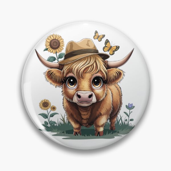 Item preview, Highland cow wearing a hat Butterfly Sunflower t-shirt, phone case, blanket designed and sold by KreativKulture.