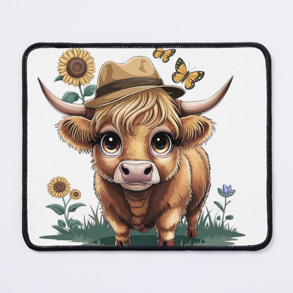 Item preview, Highland cow wearing a hat Butterfly Sunflower t-shirt, phone case, blanket designed and sold by KreativKulture.