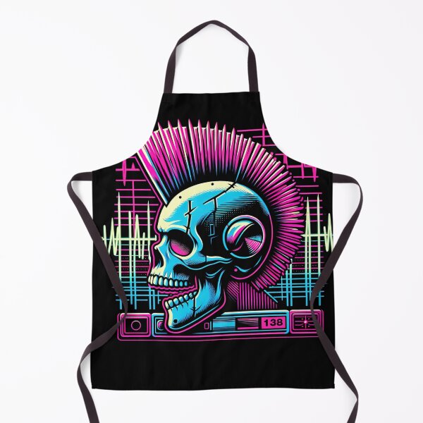 Item preview, Synthwave Robot Skull with Punk Rock Mohawk Retro-Futuristic designed and sold by SpookshowDesign.