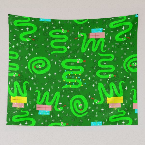 Item preview, christmas snakes xmas lights snowflakes green designed and sold by Gossip Rag.