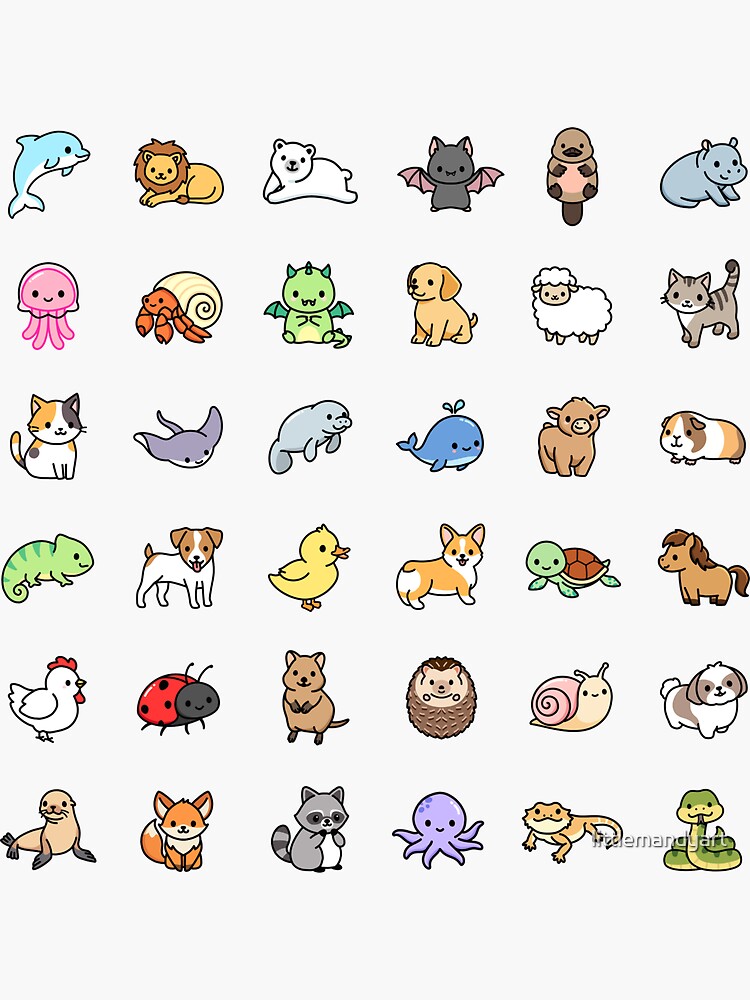 Thumbnail 3 von 3, Sticker, *Größe groß wählen* Mega süße Tiere #2 designt und verkauft von littlemandyart.