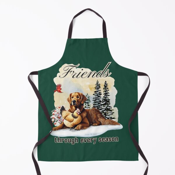 Item preview, Golden Retriever and Chicken Friends in Snow designed and sold by critterpatchusa.