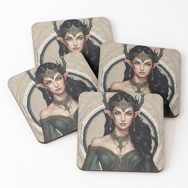 Item preview, Black Elf, Elf girl, Girl, Anime, fantasy, astarion girl, magic, designed and sold by GOLDENGARDENART.