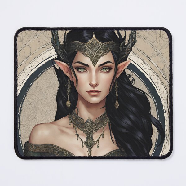 Item preview, Black Elf, Elf girl, Girl, Anime, fantasy, astarion girl, magic, designed and sold by GOLDENGARDENART.