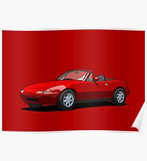 Mazda MX-5 Miata MK1 Classic Red Poster
