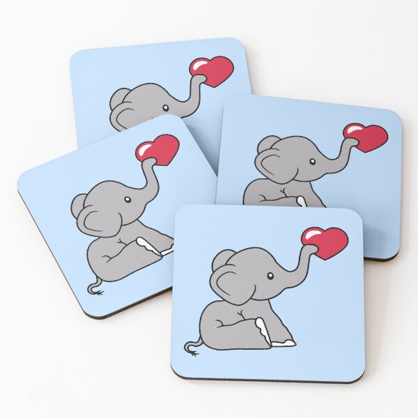 Item preview, Cute little elephant sitting and holding heart with his trunk designed and sold by shirt-o-mat.