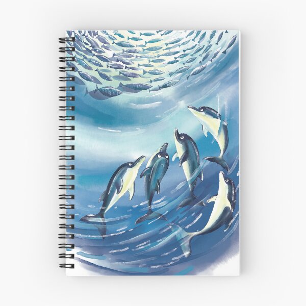 Aperçu de l'œuvre Dauphins nageant avec un banc de poissons créée et vendue par MerryHeart7.