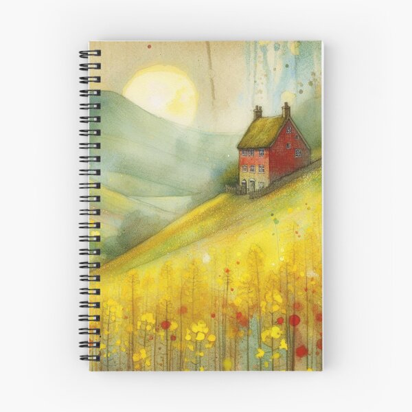 Item preview, Whimsical illustration of Red House amidst Rapeseed Flowers designed and sold by Beyondnote-Art.