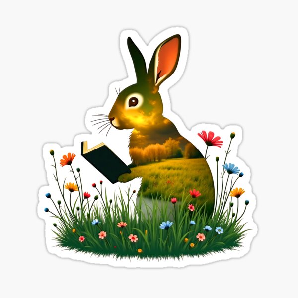 Item preview, Reading Rabbit in Enchanted Meadow designed and sold by ChrisButler.