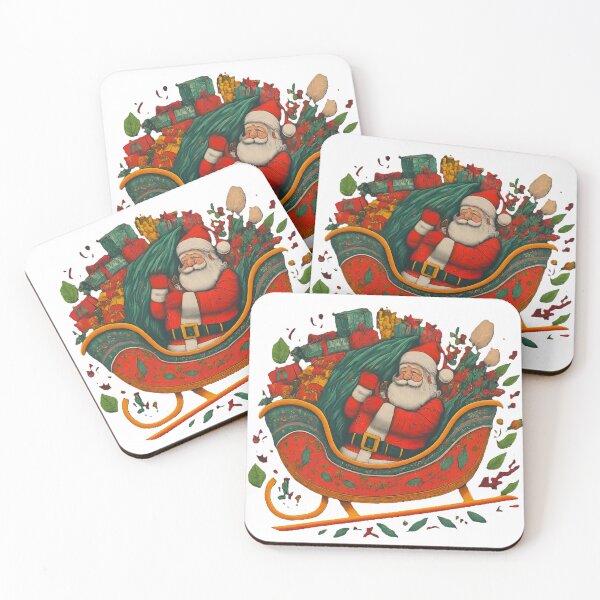 Item preview, Santa Claus in Sleigh Christmas  Festive Holiday  Unique Gift Idea for Christmas Lovers Colorful Graphic Design designed and sold by Indyadizine.